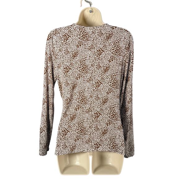 Lands End Top Womens Small 6-8 Faux Wrap Animal Print Rayon Stretch Long Sleeve - Picture 5 of 7